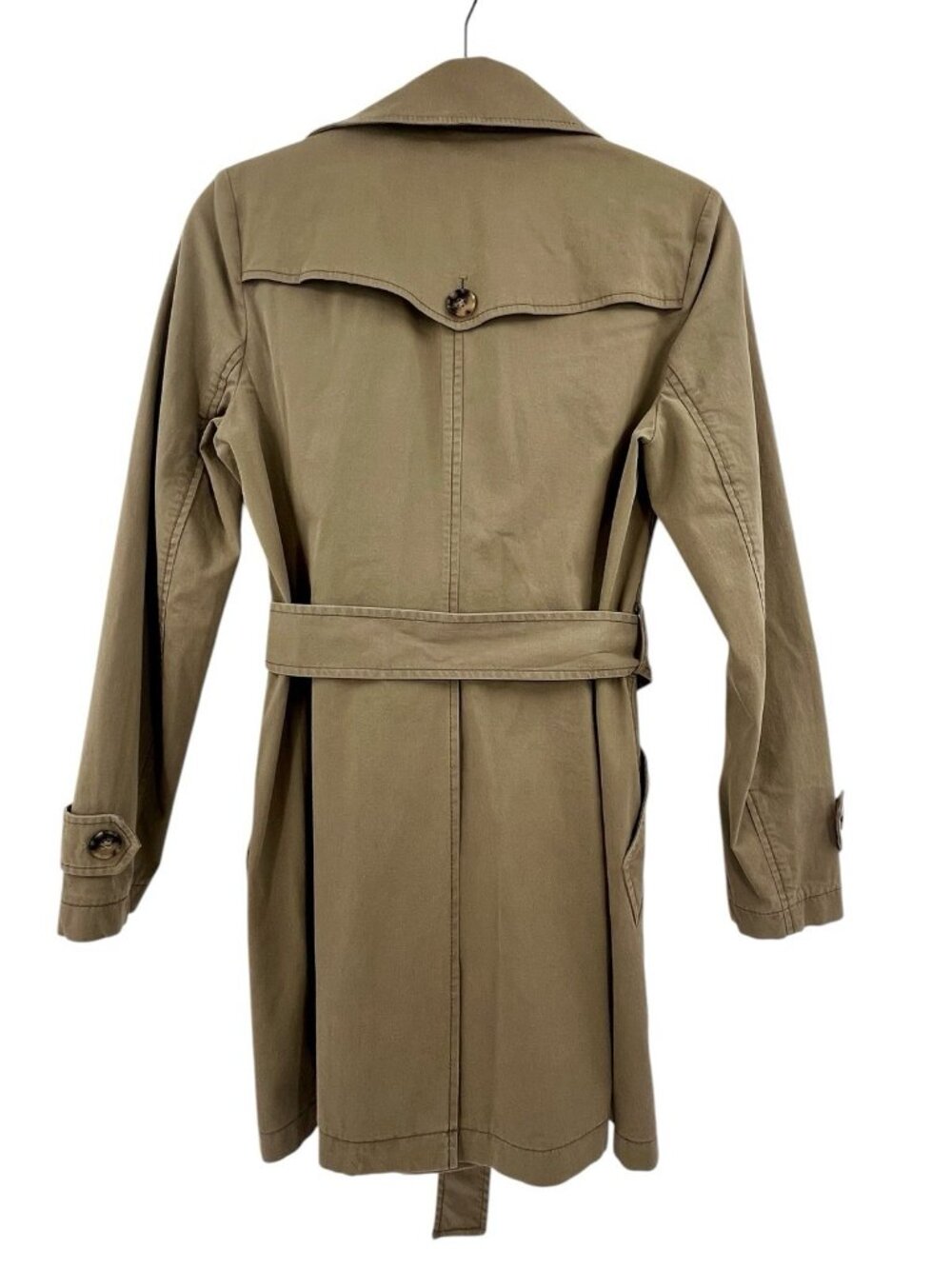 THEORY Women's Light Green Double Breasted Belted Trench Coat Medium - Picture 7 of 7